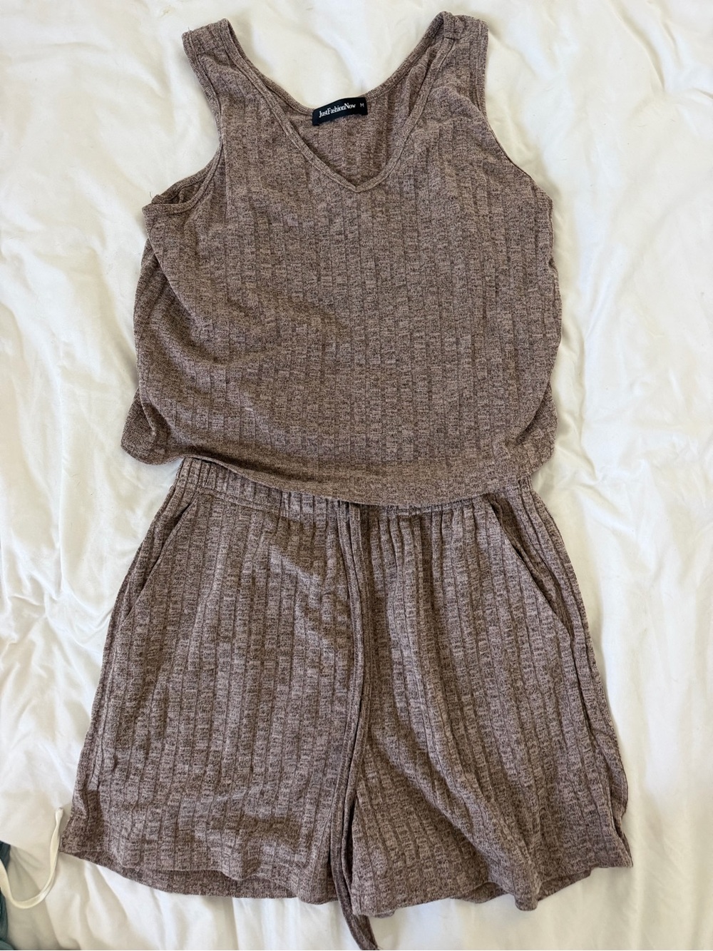 Just Fashion Now Brown Ribbed V-Neck Sweater Top